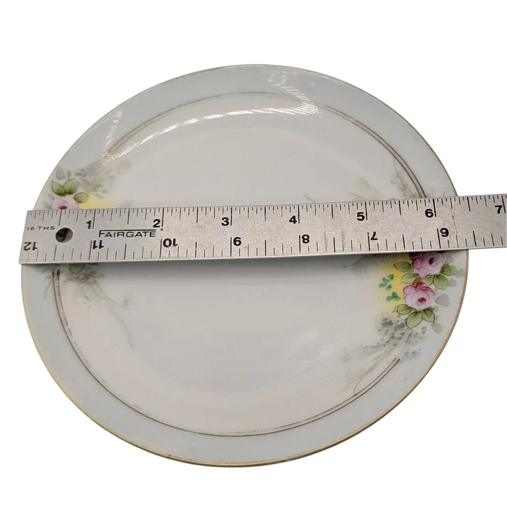 Vintage Meito China Bread Plate Bone‎ China Blue Pink Hand Painted Floral Japan